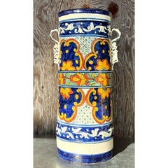Vintage Boho Hand Painted Umbrella Stand