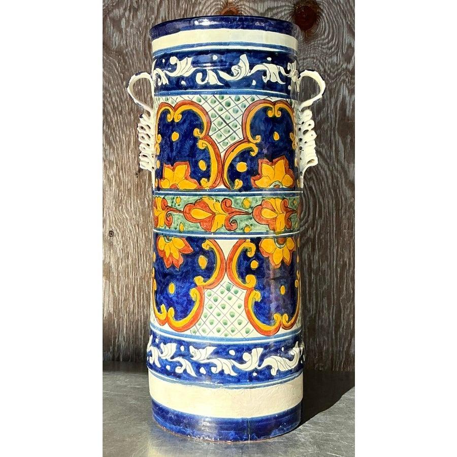 Vintage Boho Hand gemalt Umbrella Stand (Mexikanisch) im Angebot