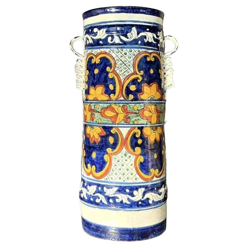 Vintage Boho Hand Painted Umbrella Stand