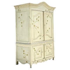 Retro Boho Hand-Painted Vine Print Armoire