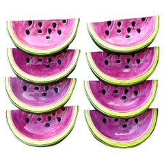Vintage Boho Hand Painted Watermelon Luncheon Plates - Set of 8