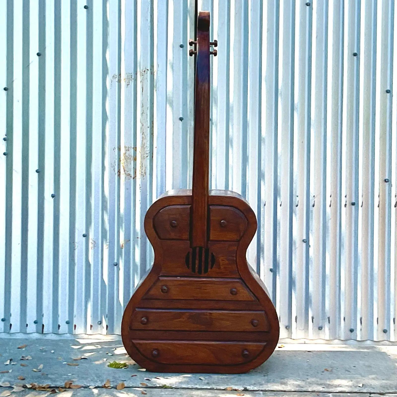 North American Vintage Boho Handmade Guitar Chest of Drawers