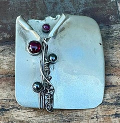 Vintage Boho Handmade Sterling Silver Modernist Brooch