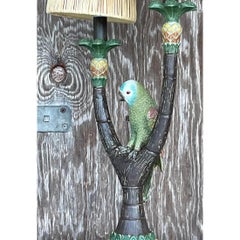 Vintage Boho Happy Parakeet Lamp