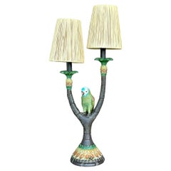 Vintage Boho Happy Parakeet Lamp