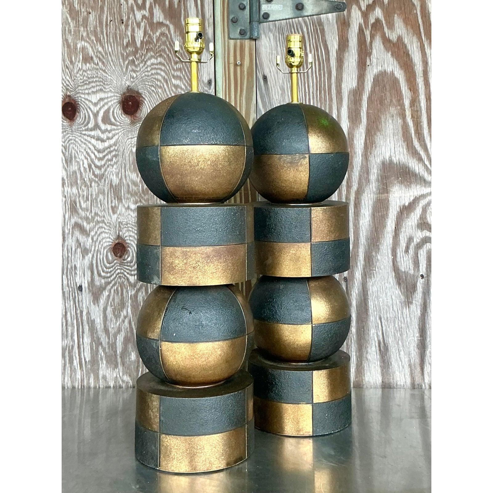 Mid-Century Modern Paire de lampes Arlequin Boho Vintage en vente