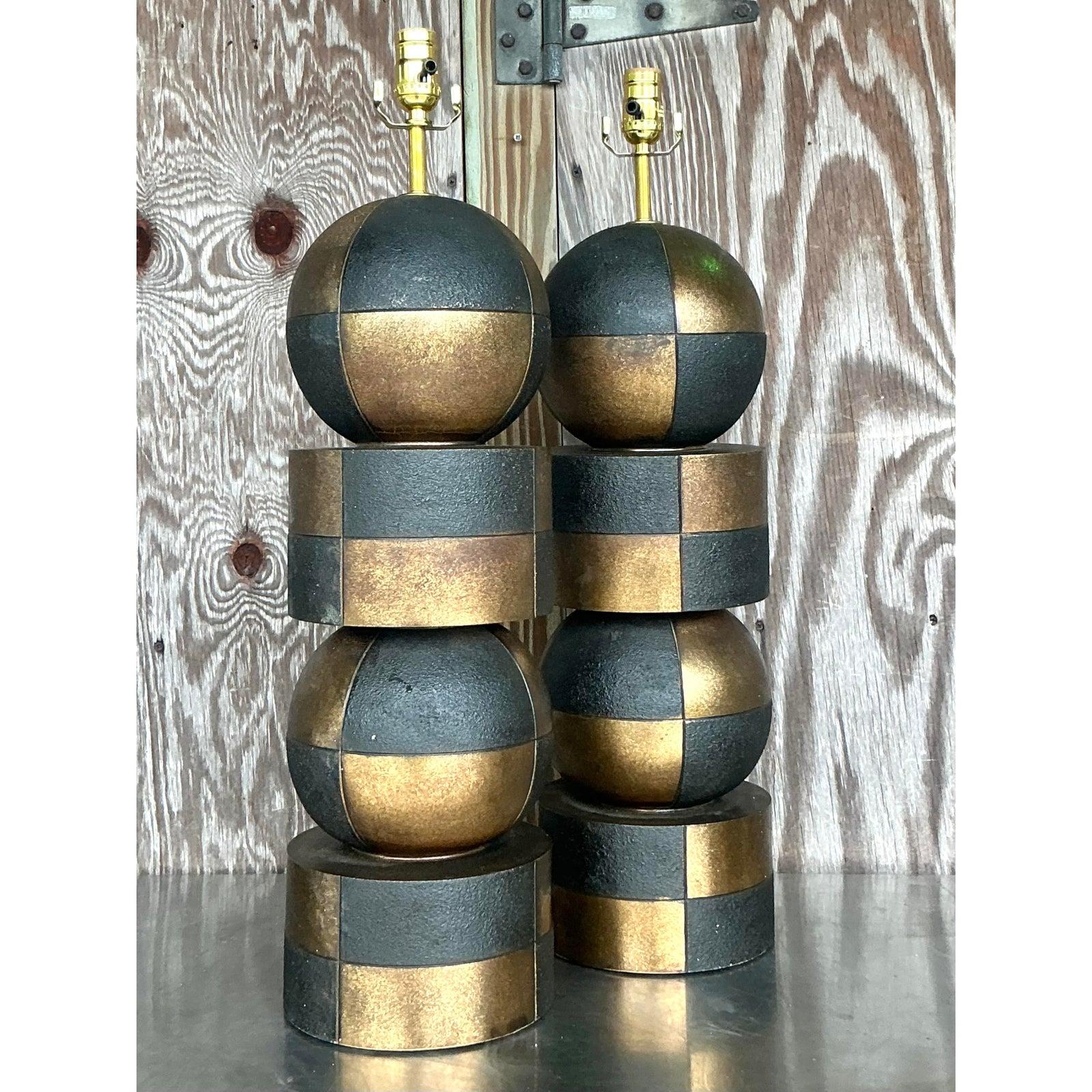 Américain Paire de lampes Arlequin Boho Vintage en vente