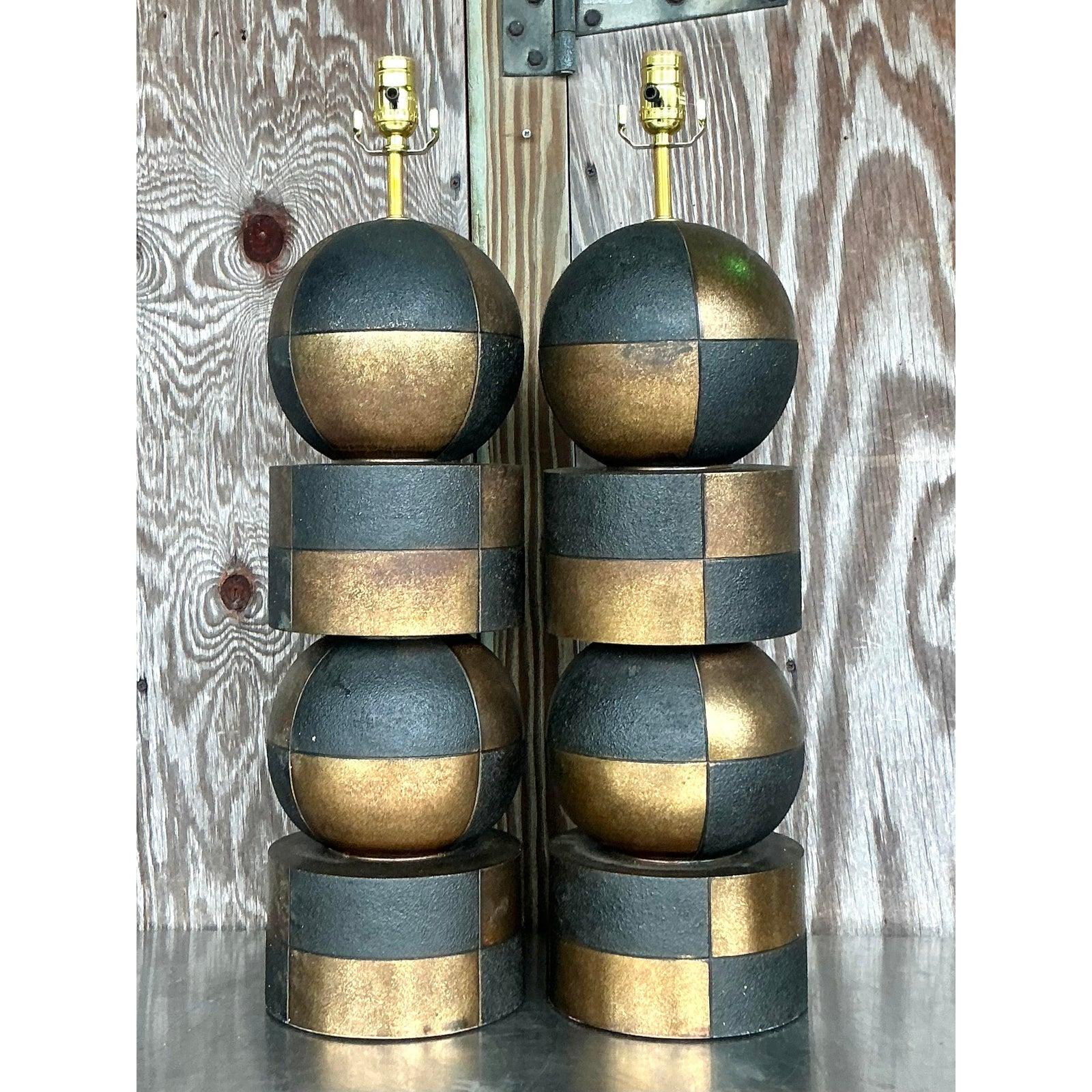 Paire de lampes Arlequin Boho Vintage Bon état - En vente à west palm beach, FL