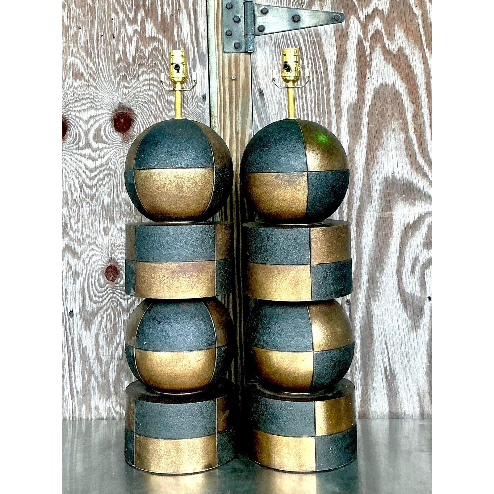 20ième siècle Paire de lampes Arlequin Boho Vintage en vente
