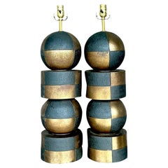 Vintage Boho Harlequin Lamps - A Pair