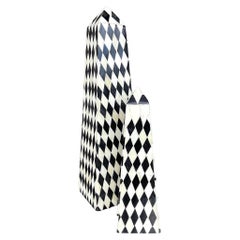 Vintage Boho Harlequin Tessellated Stone Obelisks - Set of Two