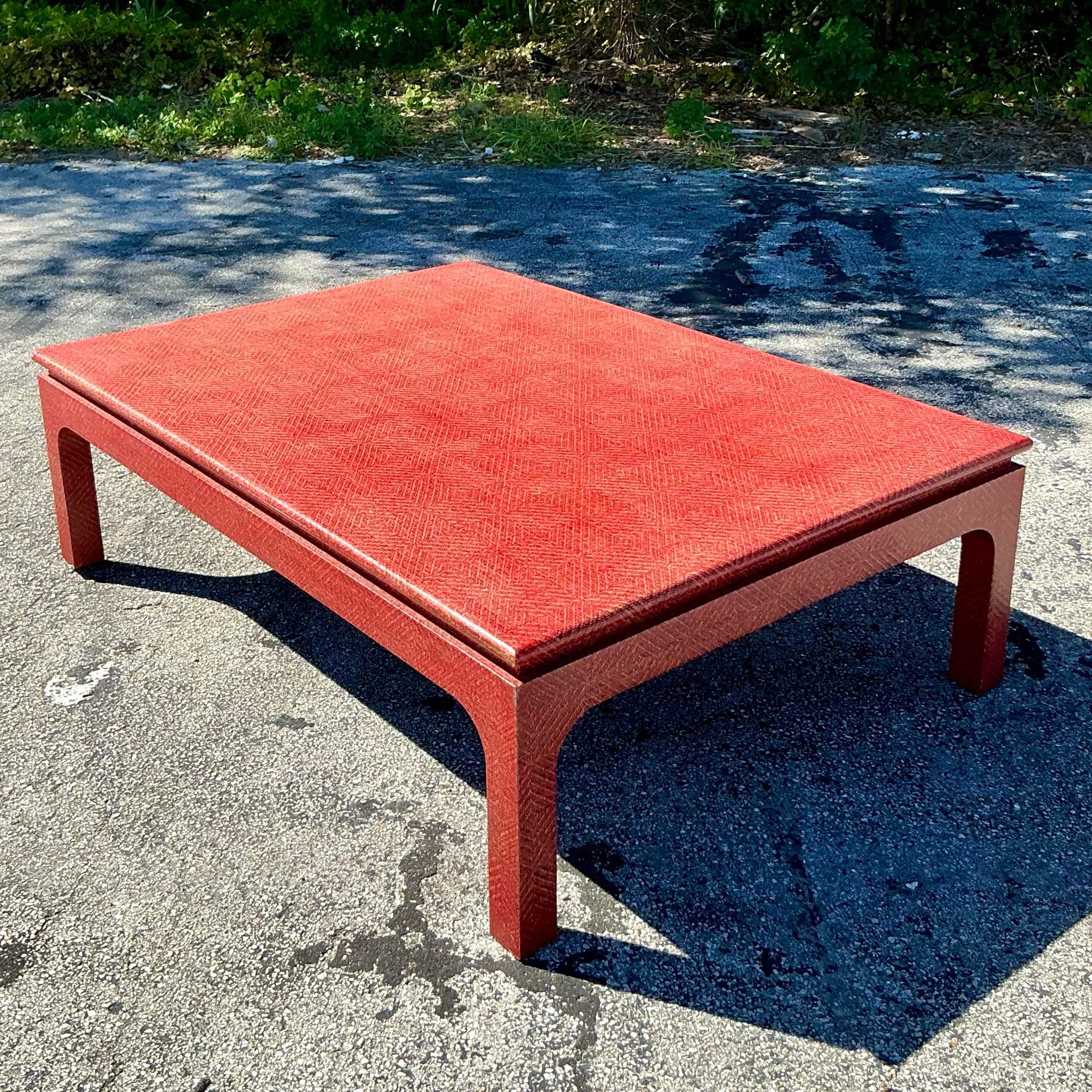 Boho Harrison Van Horn, Couchtisch mit Grastapete, Vintage (20. Jahrhundert) im Angebot