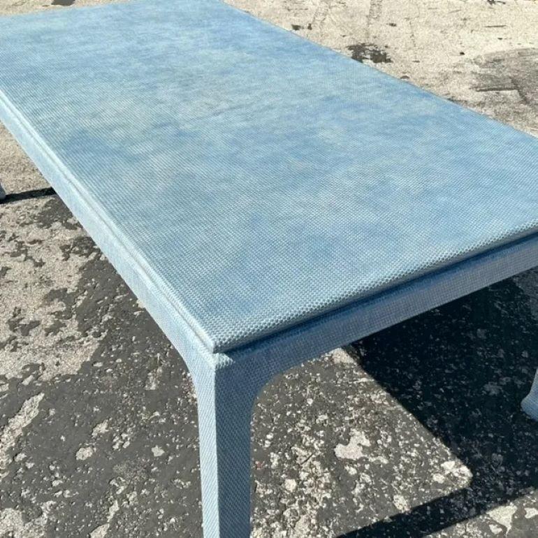 Hollywood Regency Vintage Boho Harrison Van Horn Grasscloth Dining Table