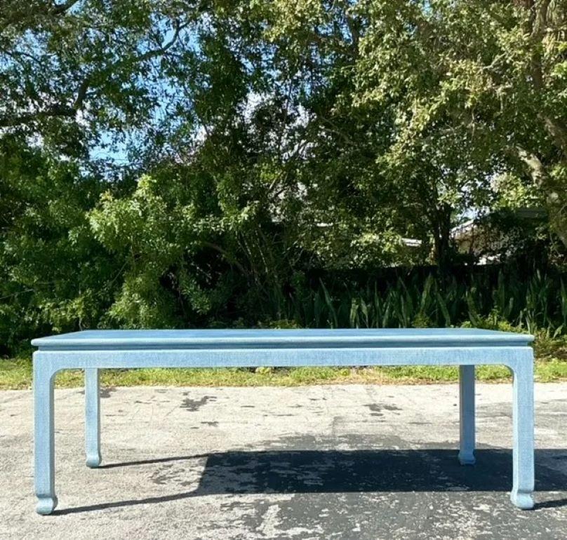 American Vintage Boho Harrison Van Horn Grasscloth Dining Table