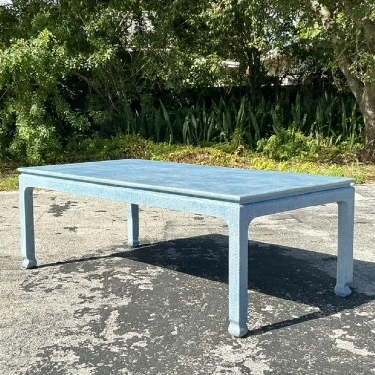 20th Century Vintage Boho Harrison Van Horn Grasscloth Dining Table