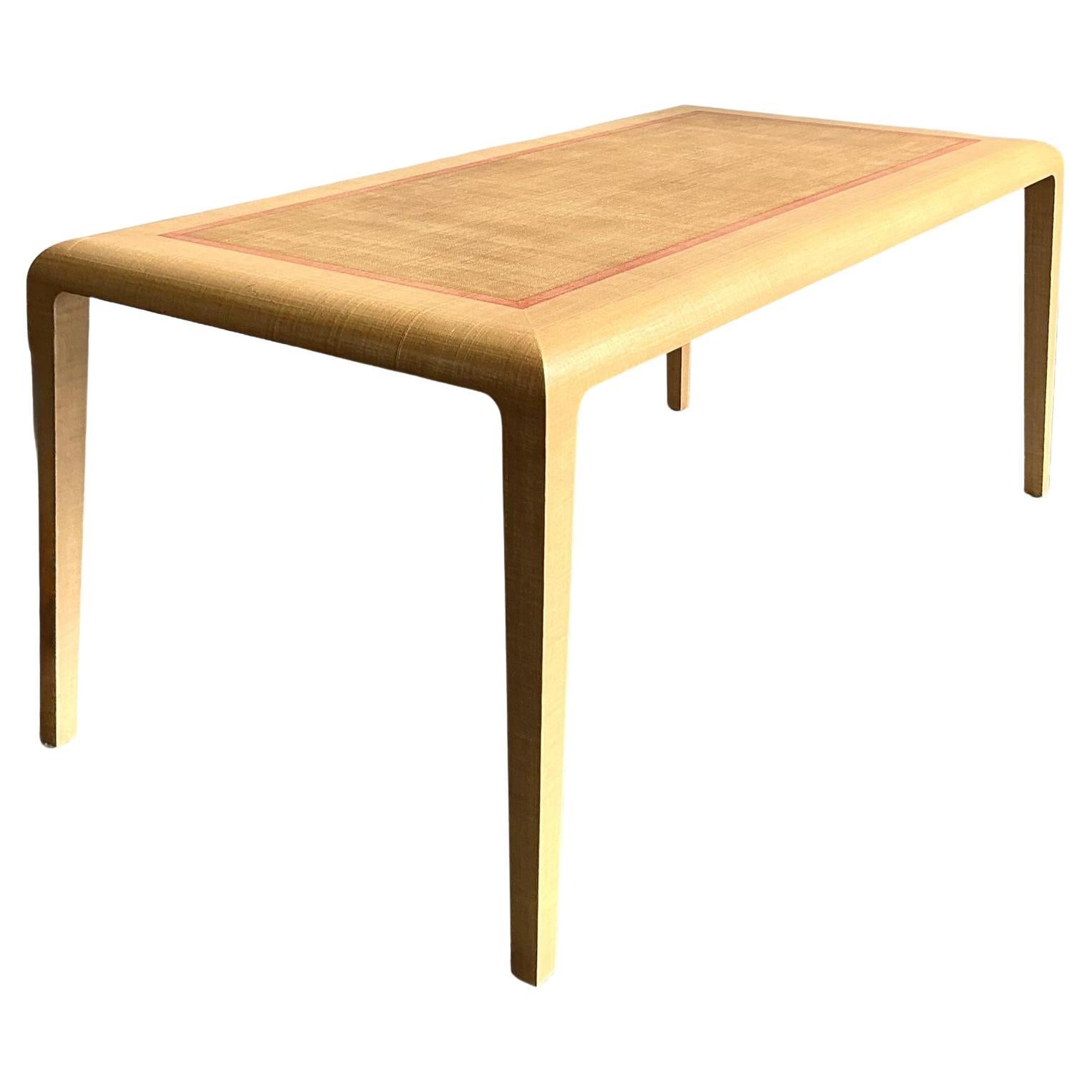 Vintage Boho Harrison Van Horn Grasscloth Dining Table