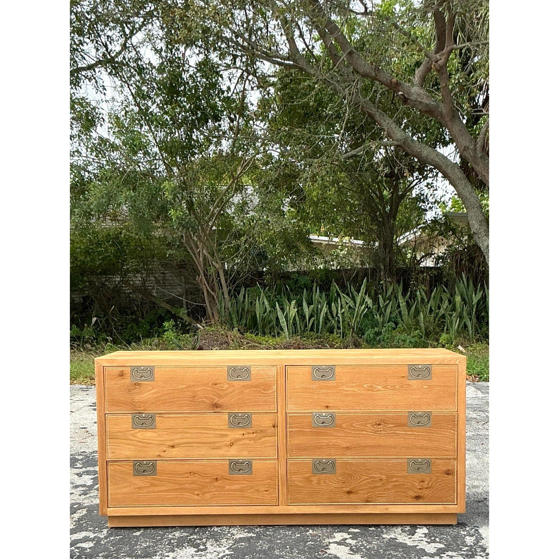 Vintage Boho Henredon Bel Aire Washed Wood Dresser For Sale 3