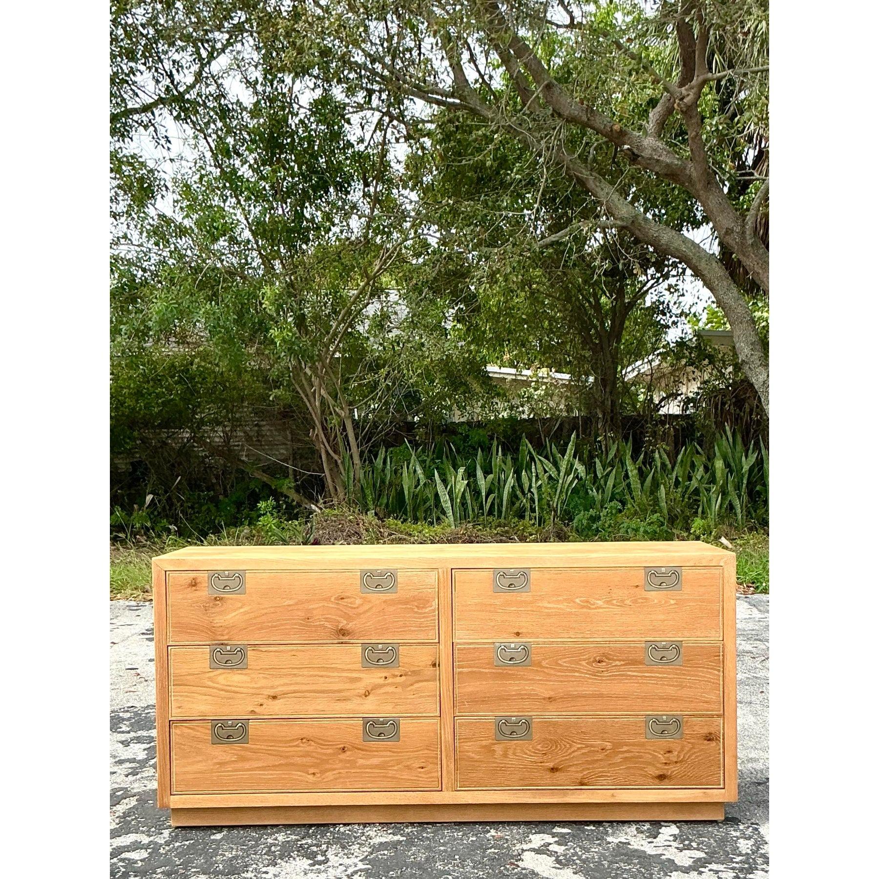 Vintage Boho Henredon Bel Aire Washed Wood Dresser For Sale 4