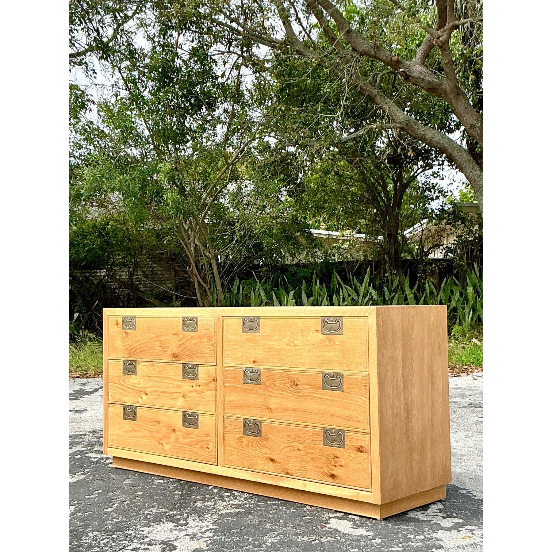 Vintage Boho Henredon Bel Aire Washed Wood Dresser For Sale 5