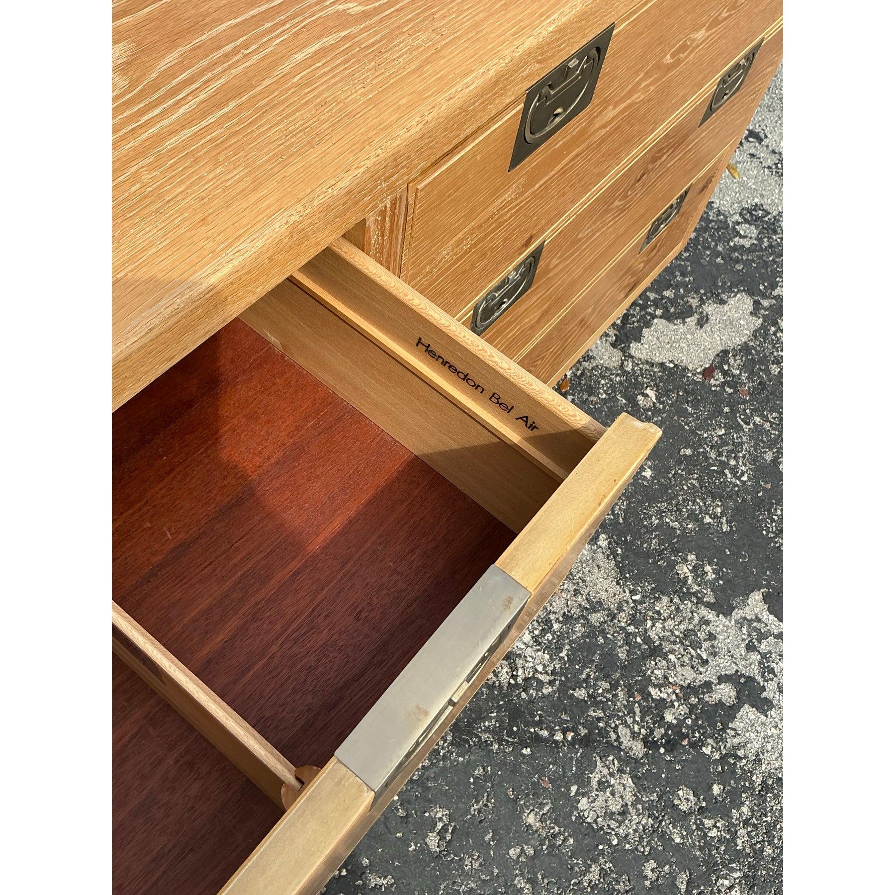 Campaign Vintage Boho Henredon Bel Aire Washed Wood Dresser For Sale