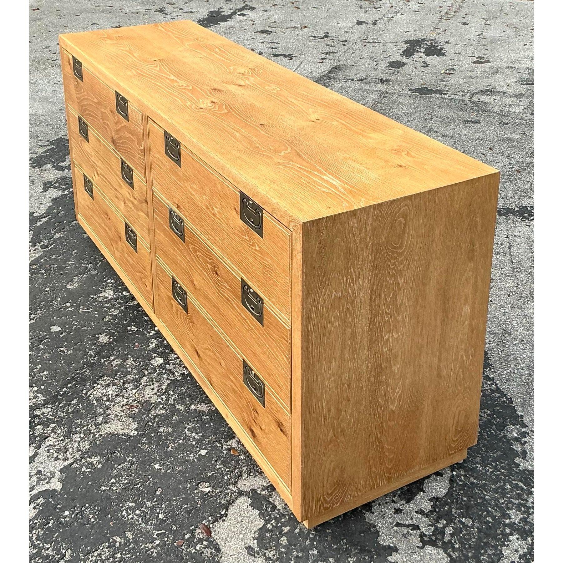 American Vintage Boho Henredon Bel Aire Washed Wood Dresser For Sale