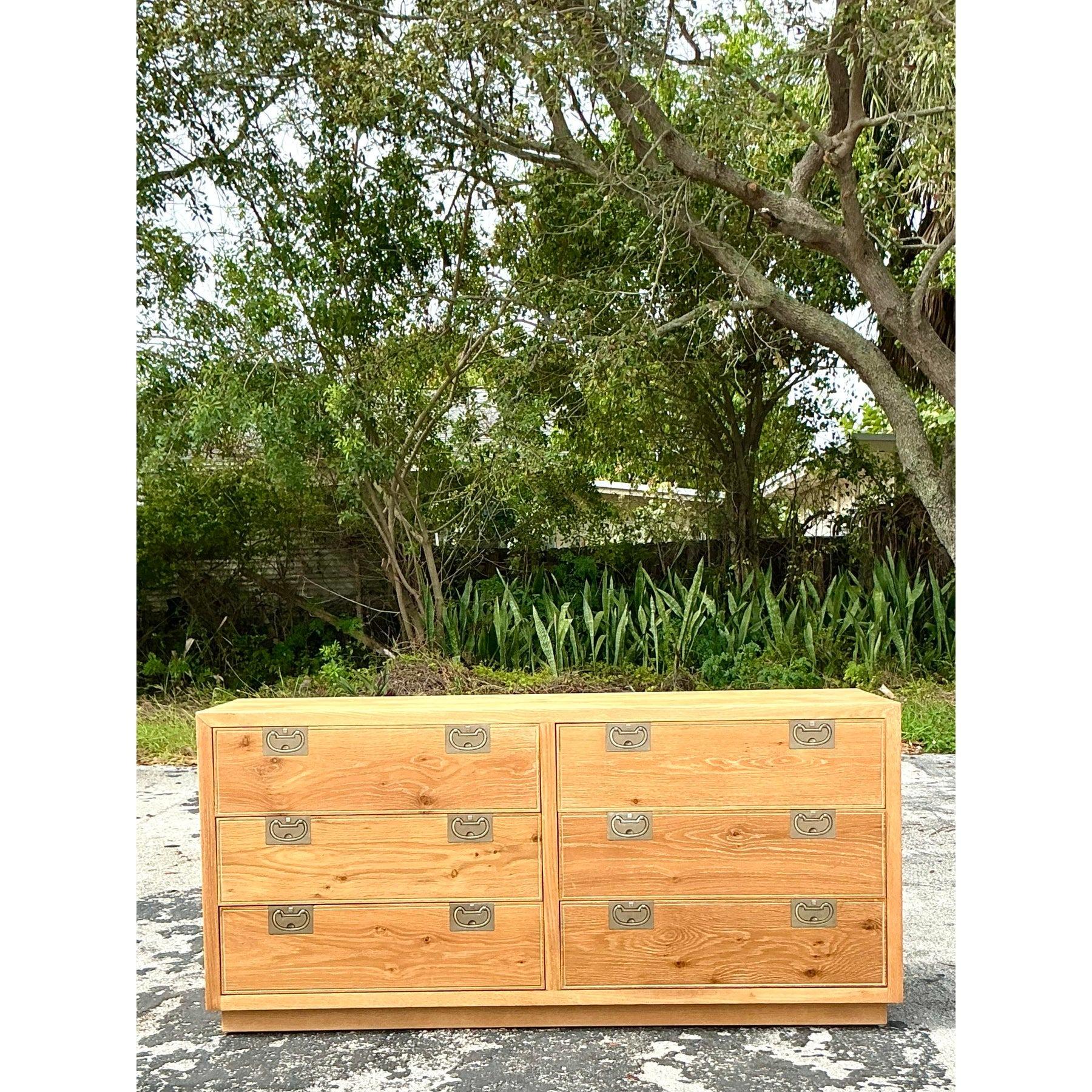 20th Century Vintage Boho Henredon Bel Aire Washed Wood Dresser For Sale