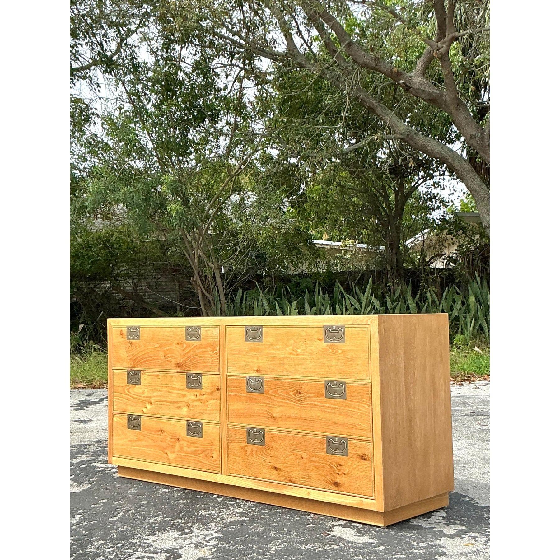 Vintage Boho Henredon Bel Aire Washed Wood Dresser For Sale 1