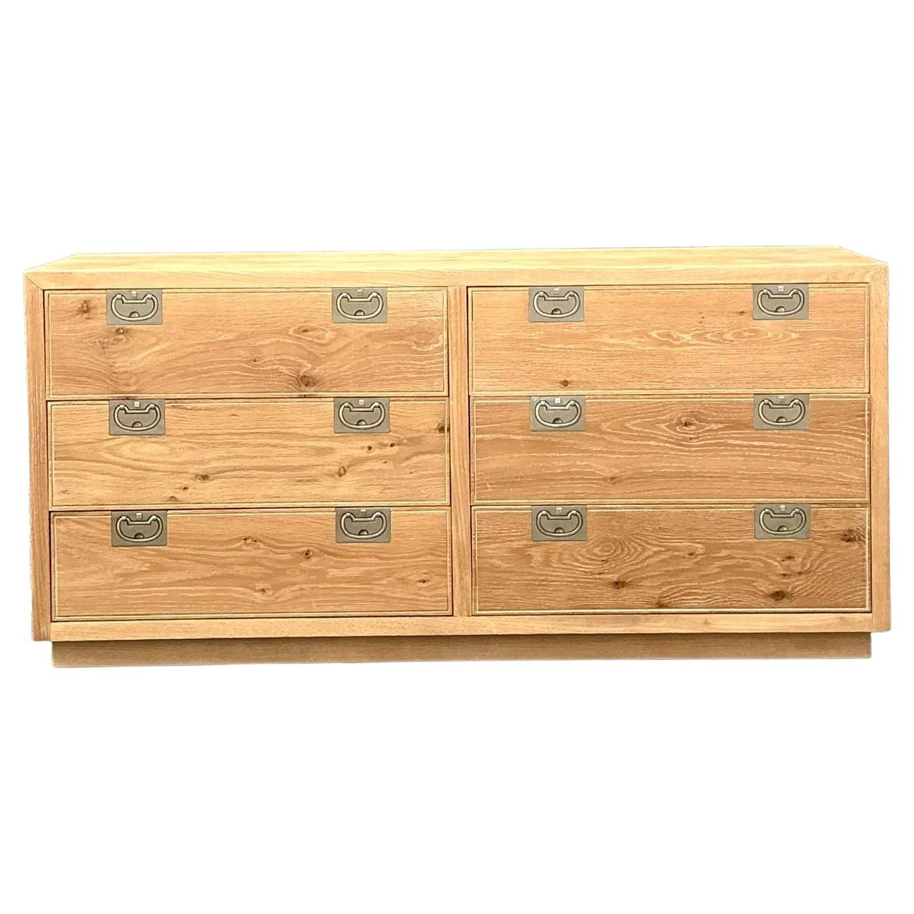 Vintage Boho Henredon Bel Aire Washed Wood Dresser