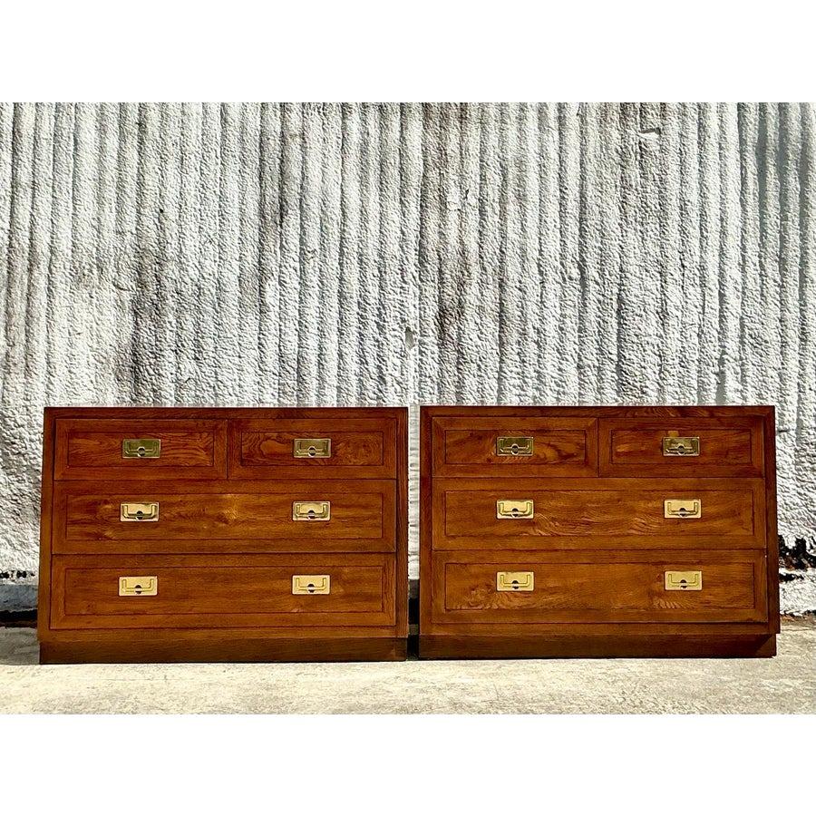 XX secolo Cassettiera Campaigner Boho Henredon d'epoca - una coppia in vendita