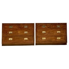 Vintage Boho Henredon Campaign Chest of Drawers - a Pair