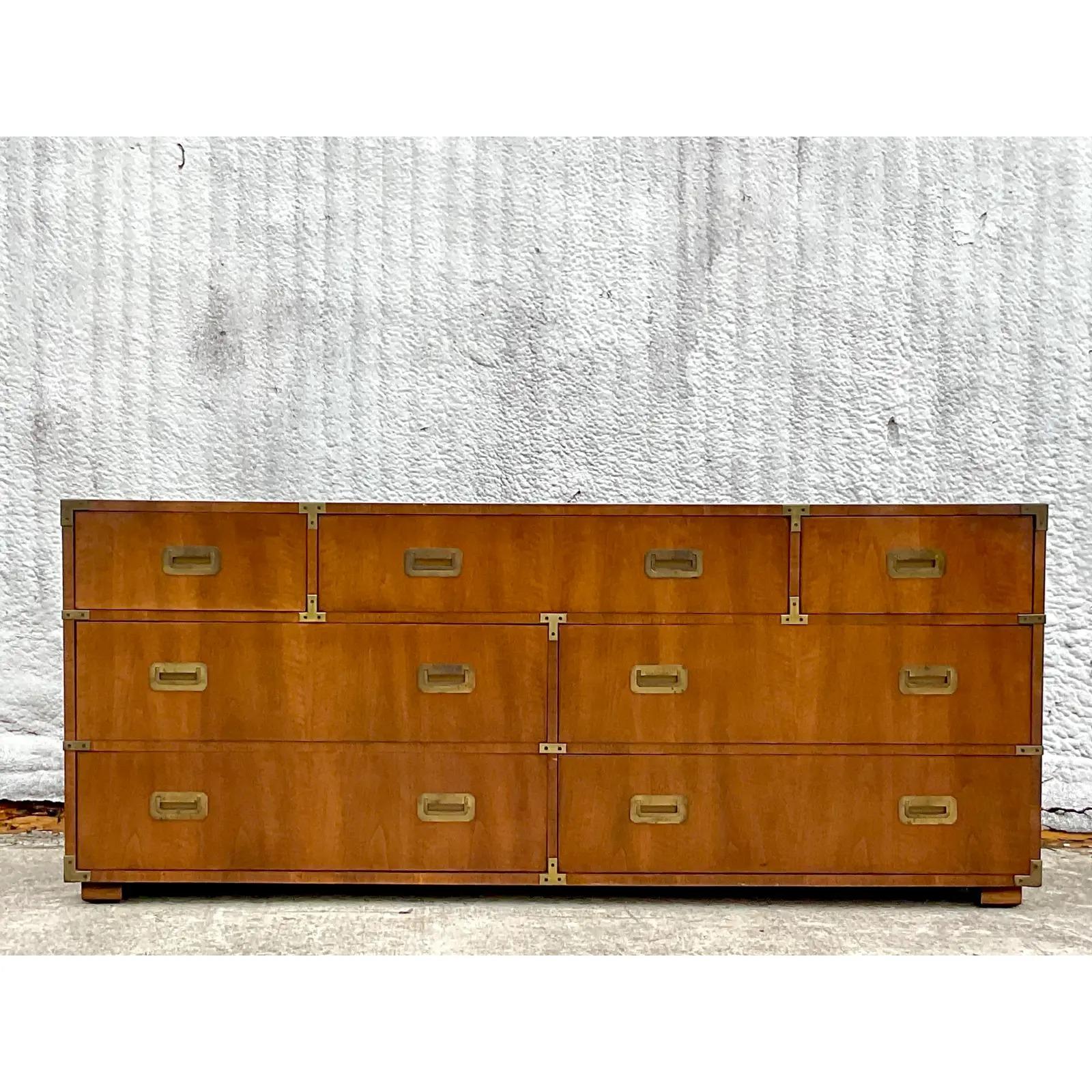 Vintage Boho Henredon Campaign Dresser 1