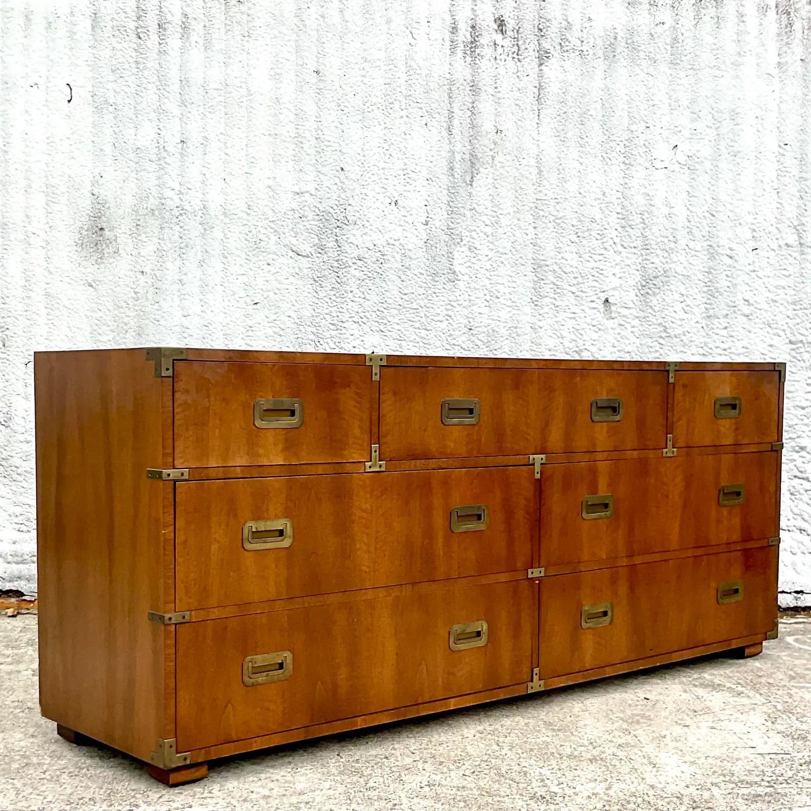 Vintage Boho Henredon Campaign Dresser 2