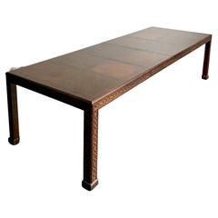 Vintage Boho Henredon Carved Fretwork Extendable Dining Table