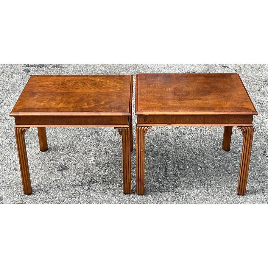 Pareja de Mesas Auxiliares Acanaladas Vintage Boho Henredon en venta 2
