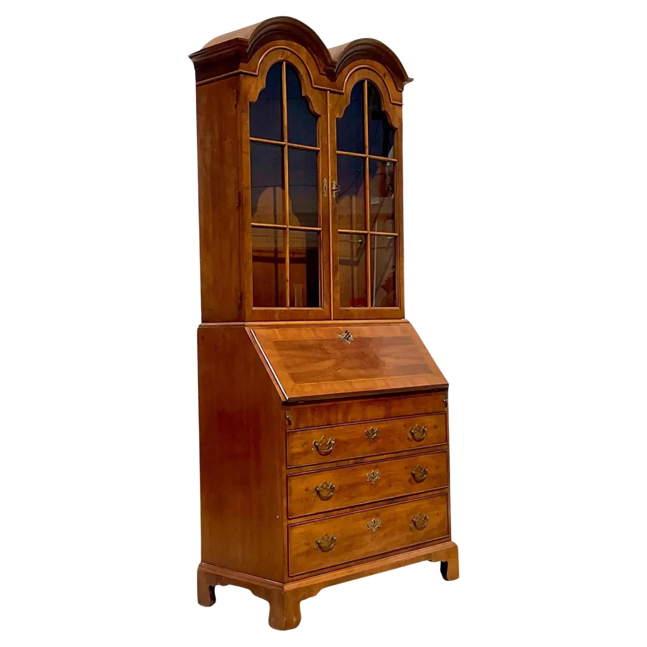 Vintage Boho Henredon Folio Arched Secretary Desk For Sale