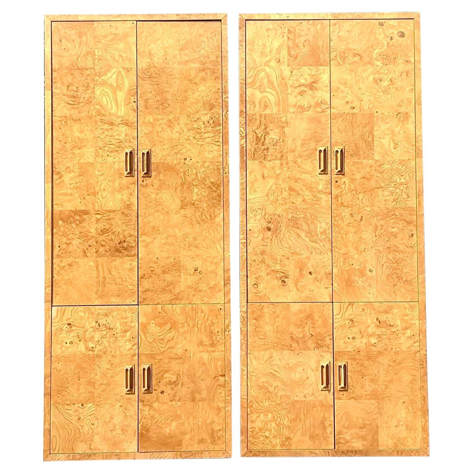 Vintage Boho Henredon Scene Two Armoire - a Pair