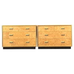 Vintage Boho Henredon Scene Two Burl Chest of Drawers - A Pair