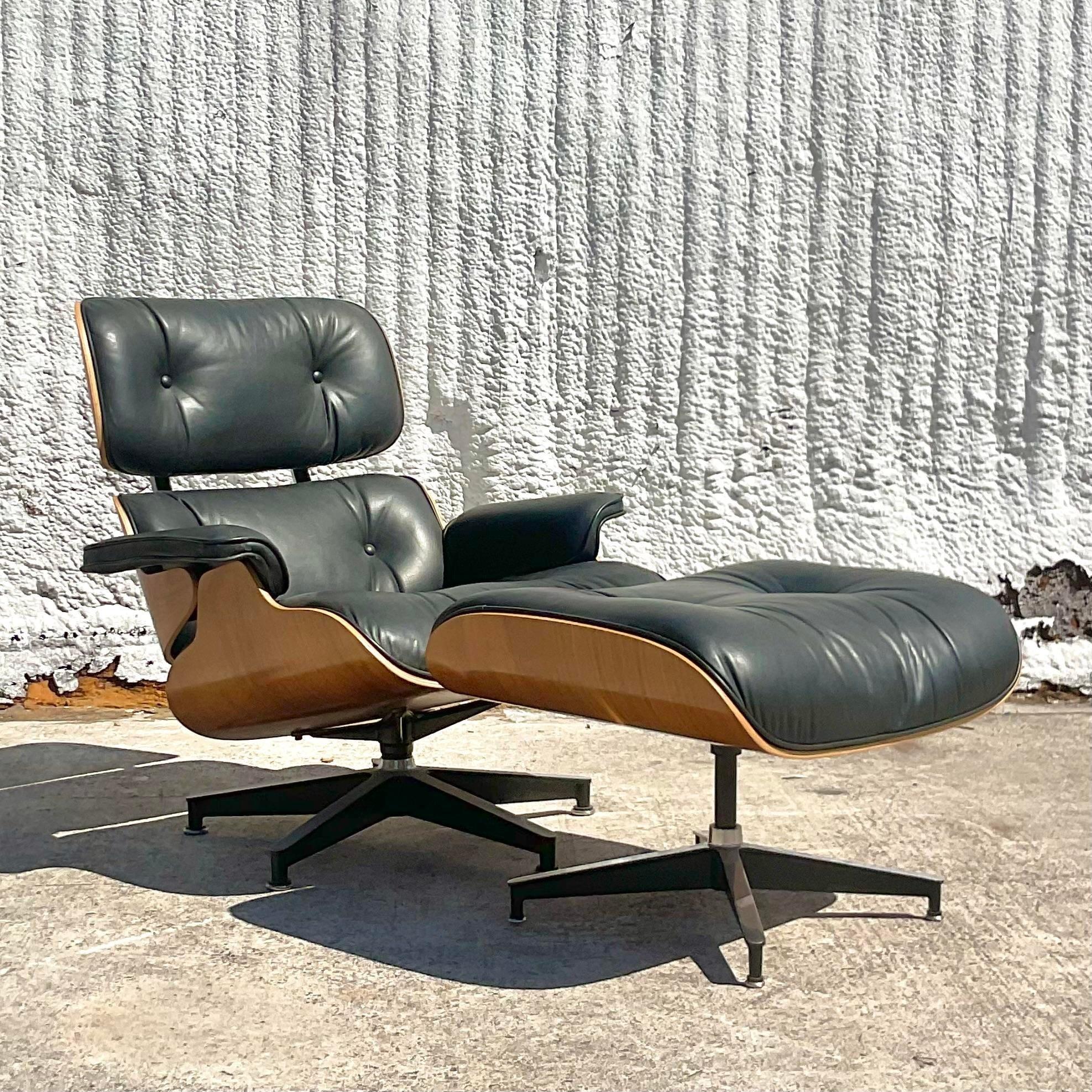 North American Vintage Boho Herman Miller Eames Chair and Ottoman
