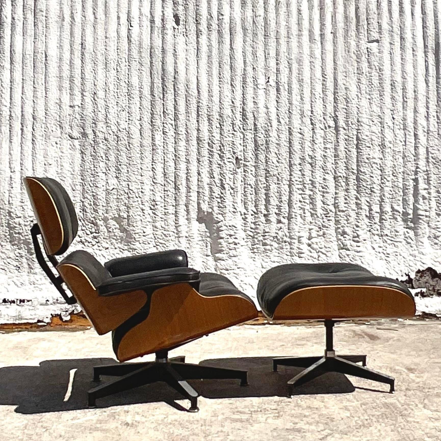 Vintage Boho Herman Miller Eames Chair and Ottoman 2