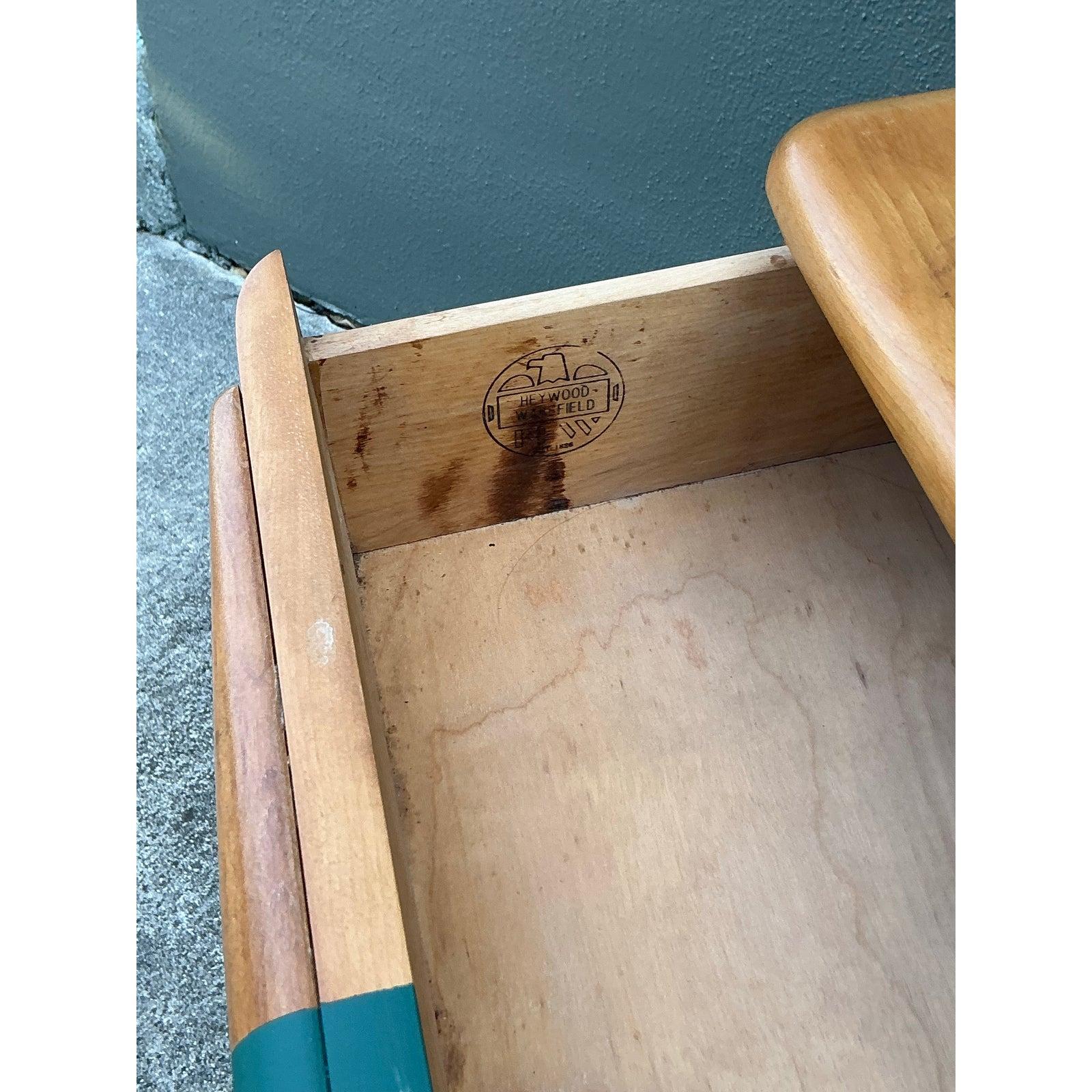 20th Century Vintage Boho Heywood Wakefield Racing Stripe Chest of Drawers For Sale