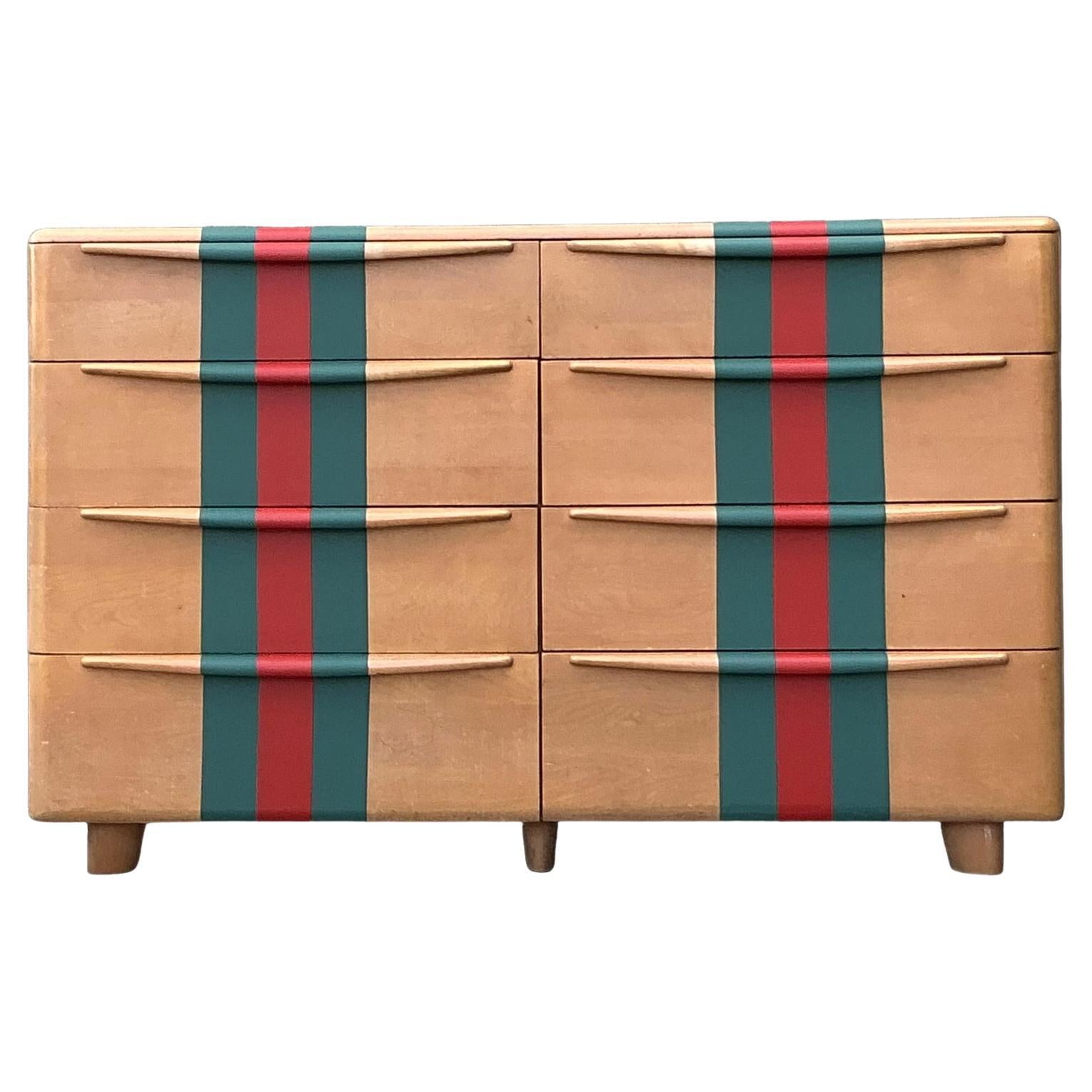Vintage Boho Heywood Wakefield Racing Stripe Dresser