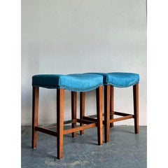 Vintage Boho Hickory Chair “Madigan” Pony Hide Counter Stools - A Pair