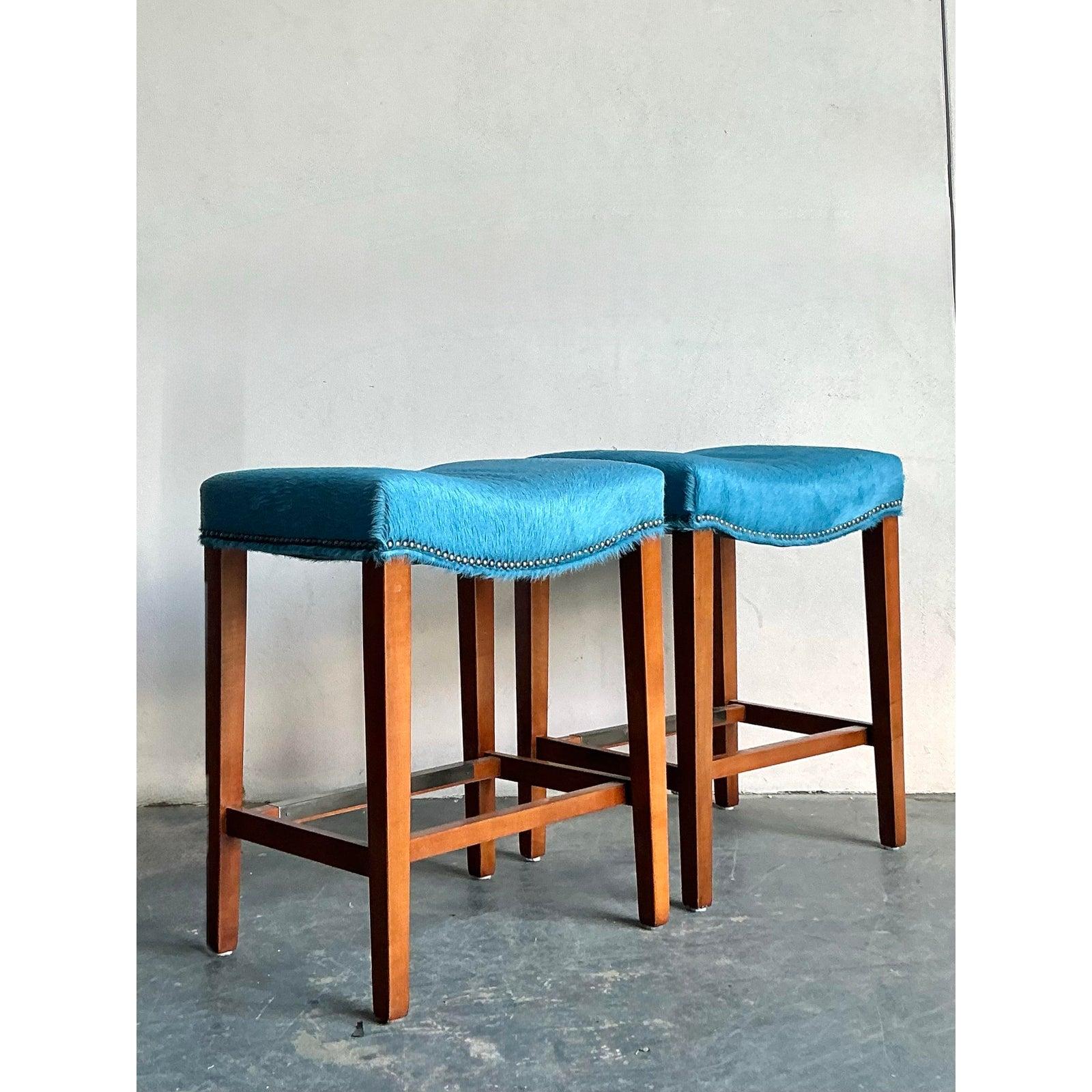 Sgabelli da banco in pelle di pony 