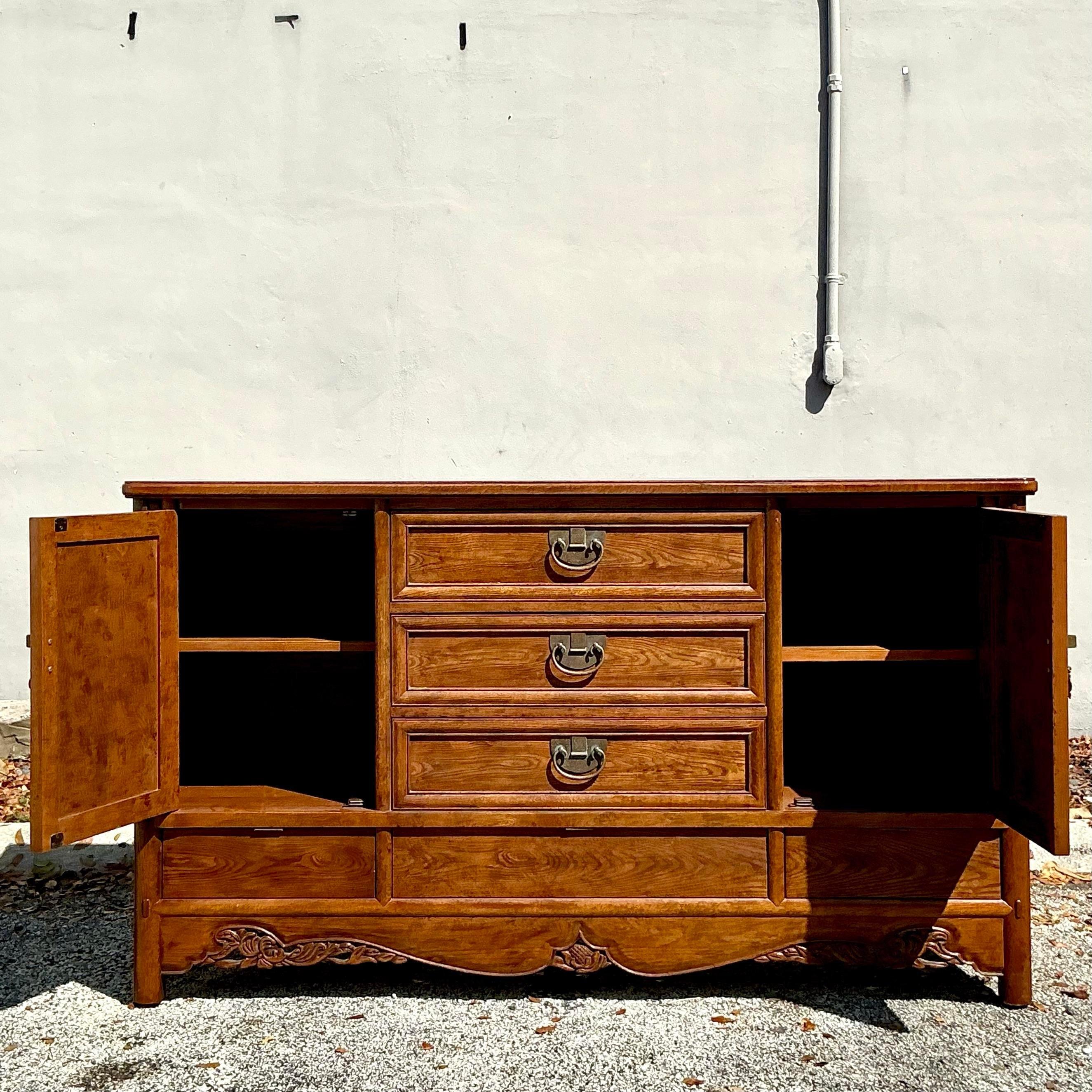 Vintage Boho Hickory White Credenza For Sale 4