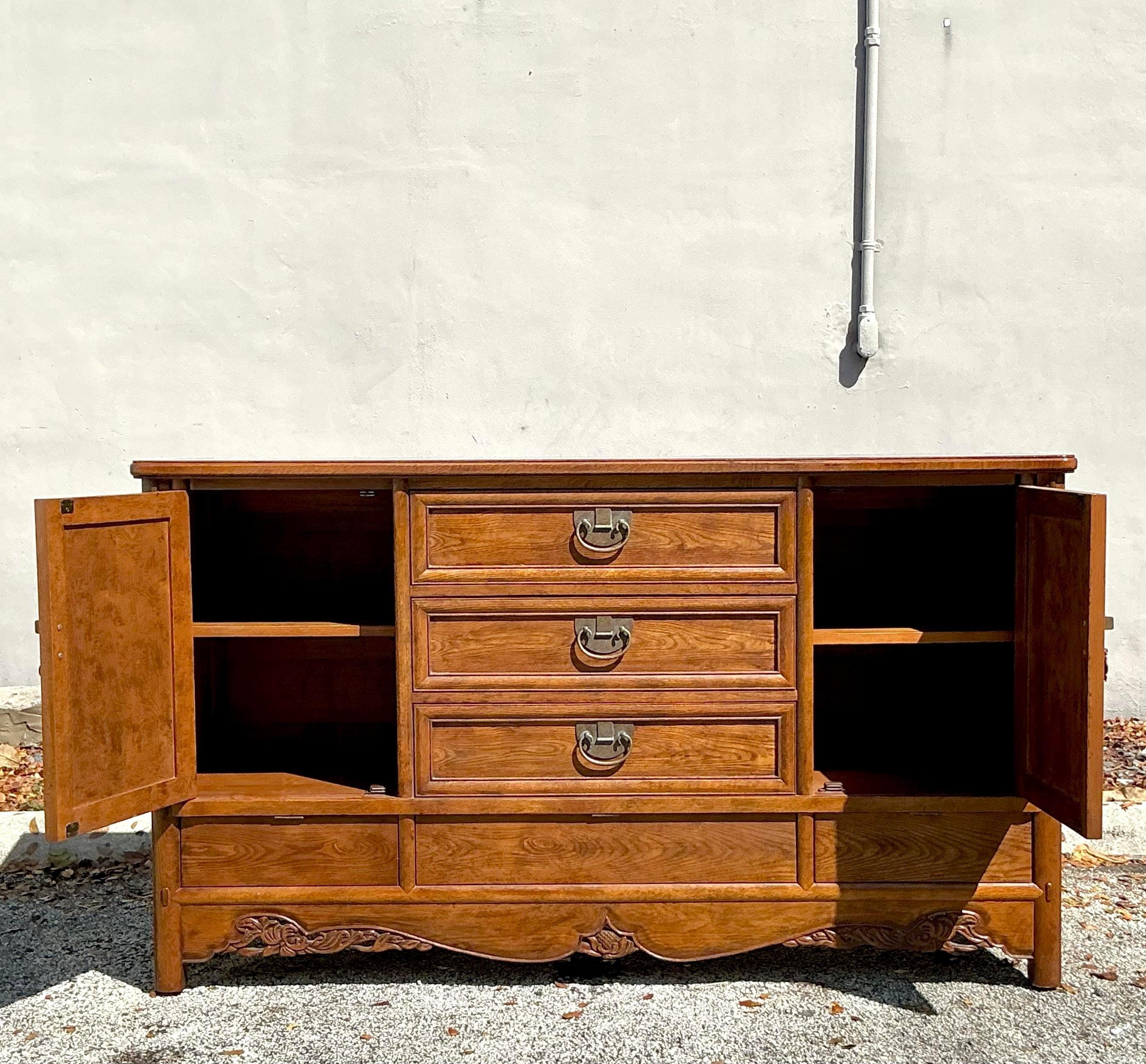 20th Century Vintage Boho Hickory White Credenza For Sale