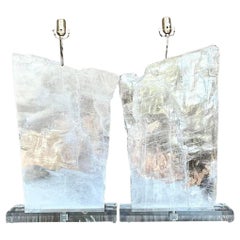 Vintage Boho Homenature Celestine Crystal Lamps - a Pair