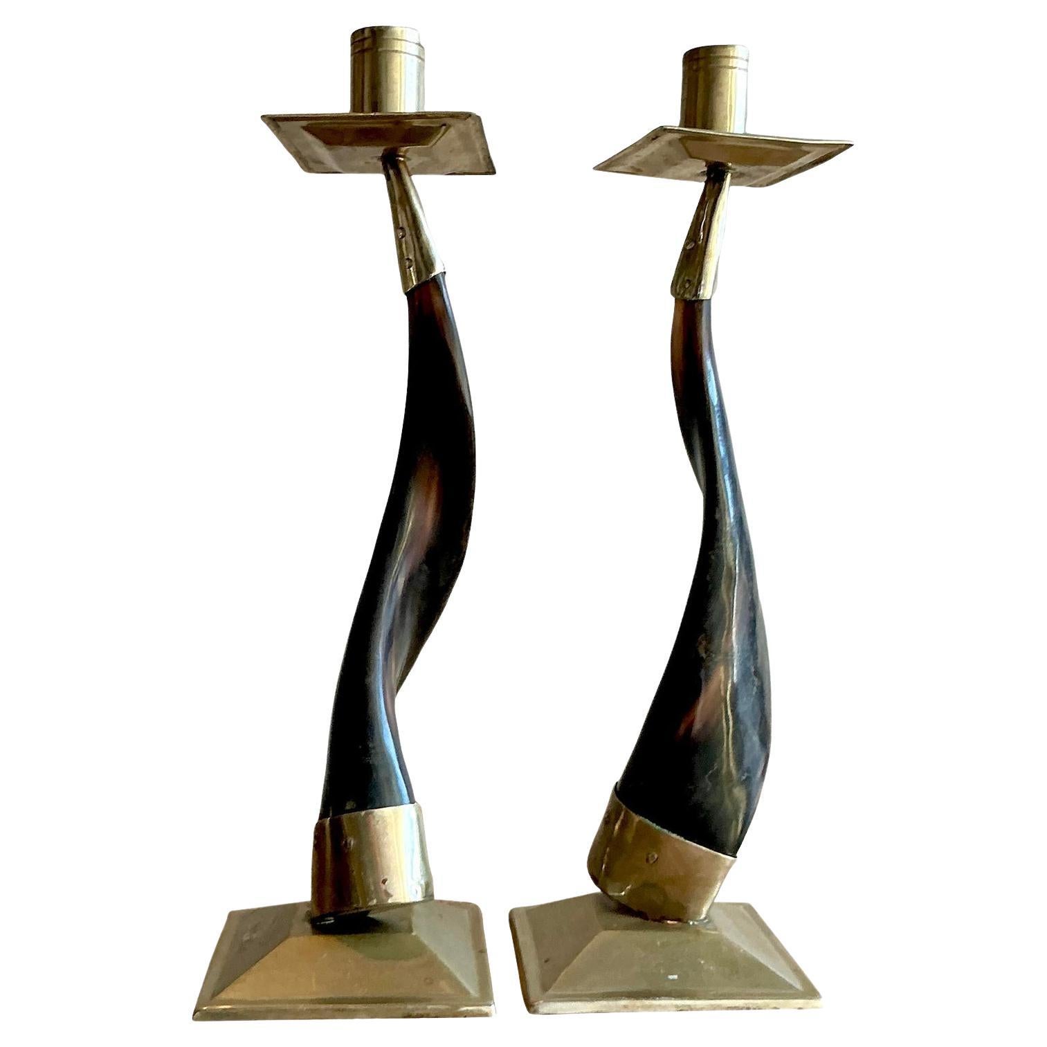 Candelieri Boho Horn d
epoca - Una coppia in vendita