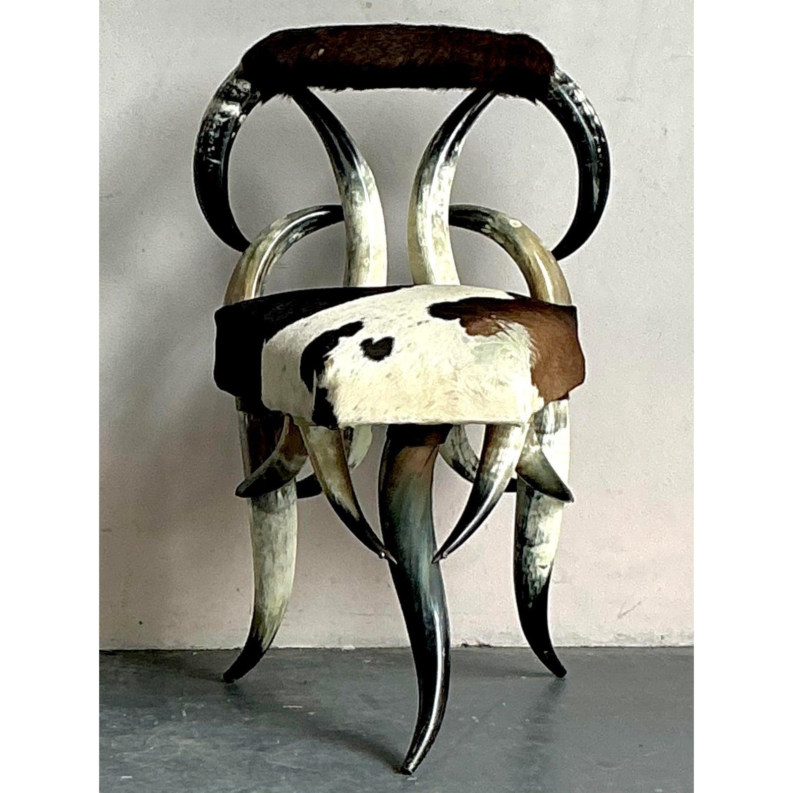 Silla Vintage Boho Horn Moderno de mediados de siglo en venta