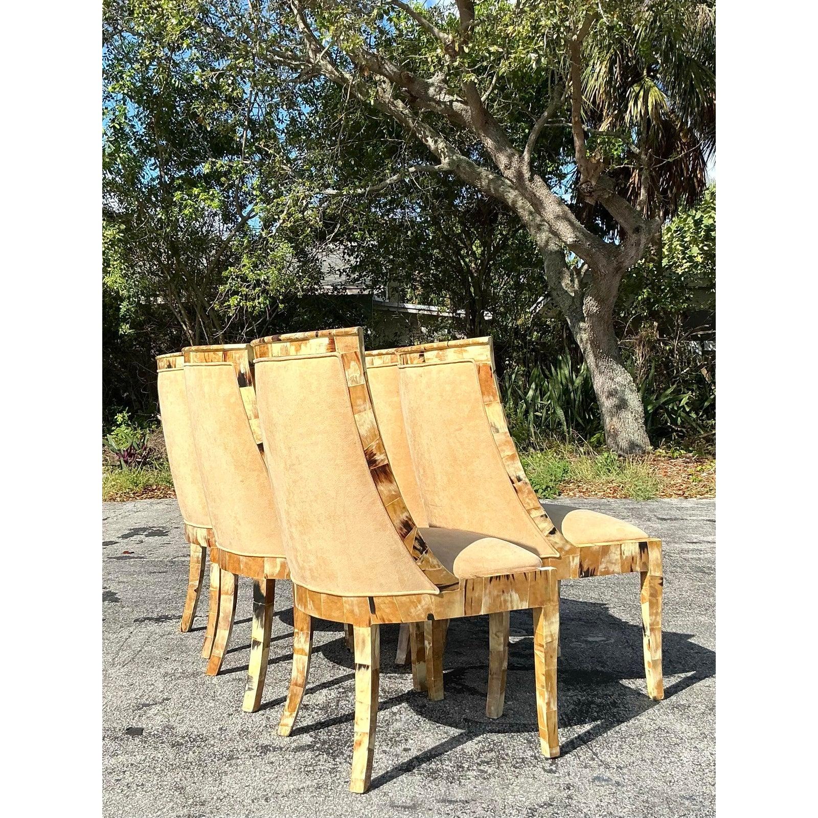 XX secolo Sedie da pranzo Boho Horn vintage - Set di 5 in vendita