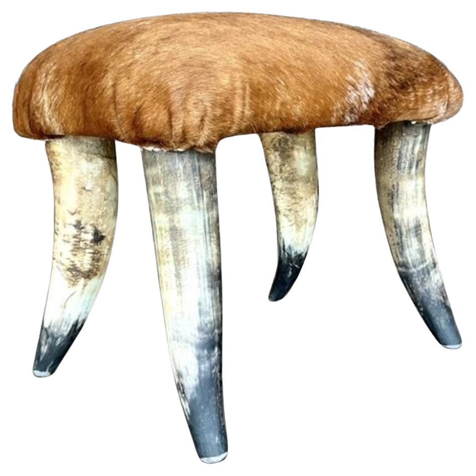 Vintage Boho Horn Low Stool